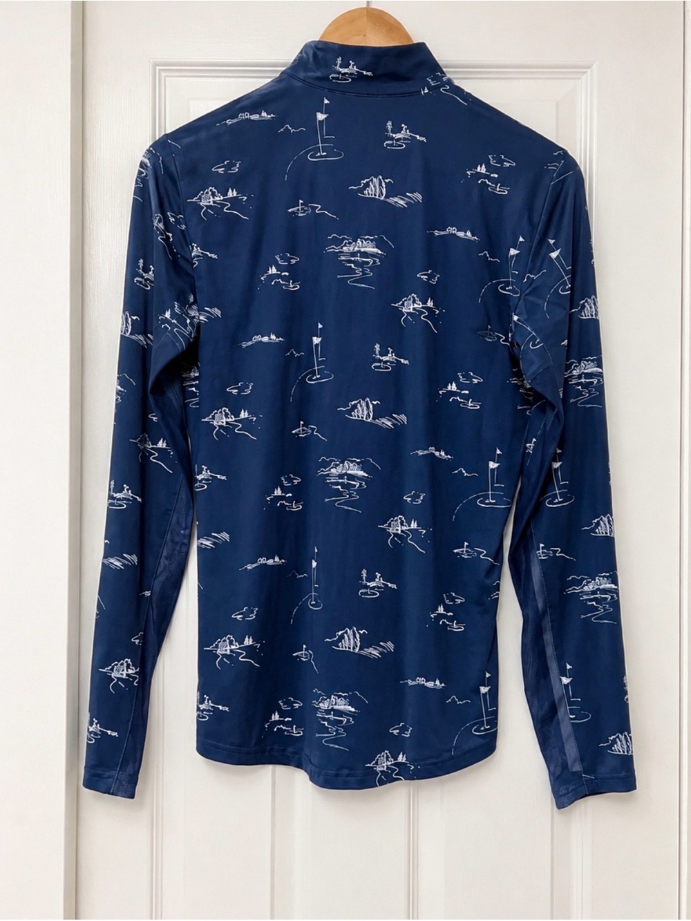 San Soleil Golf Print 1/4 Zip Long Sleeve Sun Shirt UPF Blue Size M - Picture 2 of 6